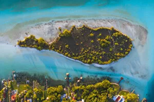 Aerial view of lake Bacalar, Mexico