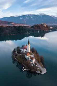 Aerial Art Gallery: Aerial view of Lake Bled, Slovenia