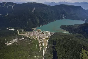 Images Dated 17th June 2012: Aerial view, Lake Molveno mountain lake, Molveno, Trentino, Italy
