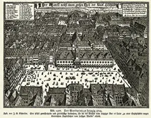 Leipzig Prints: Aerial View Of Leipzig Germany In 1712