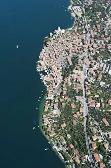 Images Dated 8th July 2012: Aerial view, Malcesine, historic town, Lake Garda, Veneto, Verona Province, Italy