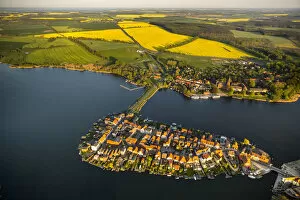 Images Dated 28th April 2014: Aerial view, Malchow with Malchower See lake and the island with the historic centre