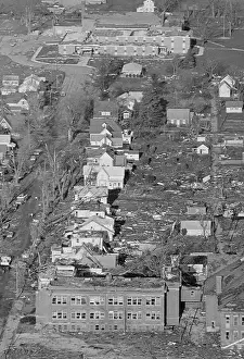 Aerial View Of Monticello, Indiana After Struck By Tornado
