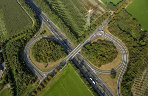 Freeway Prints: Aerial view, motorway exit A31 Kirchhellen Friesenspiess