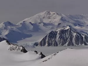 Aerial view of mountains and glaciers, Transantarctic mountains, Antarctica