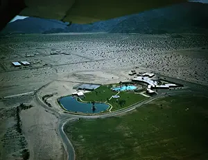 Artificial Lake Prints: Aerial view of Palm Springs Hotel