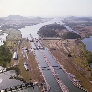 Aerial View of Panama Canal's Miraflores Locks