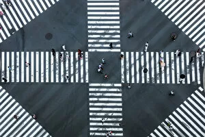 Images Dated 27th July 2018: Aerial view of pedestrian crossing, Tokyo, Japan