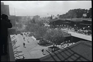 Aerial View of Protesters Being Tear Gassed