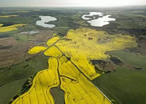 Images Dated 29th April 2014: Aerial view, rape fields nar Gustrow, Gutow, Mecklenburg Lake District
