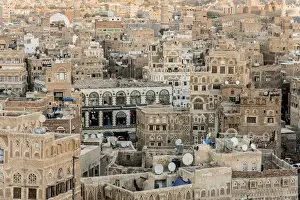 Aerial view of Saana cityscape, Yemen