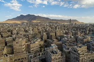 Aerial view of Saana cityscape, Yemen