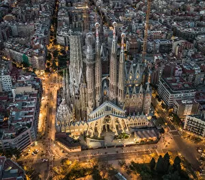 Aerial view of Sagrada Familia