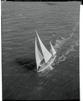 Aerial View of a Sailing Yacht