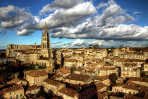 Images Dated 27th November 2010: Aerial view of Saint-Emilion and Monolithic Church