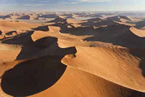 Sand Dune Gallery: Aerial view over sand dunes, Namib Desert, Namibia