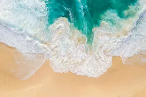 Images Dated 31st August 2019: Aerial view of sandy beach and sea, Nusa Penida, Bali