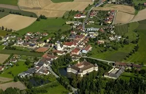 Images Dated 22nd August 2014: Aerial view, Schloss Aistersheim, moated castle from the late Renaissance, Aistersheim