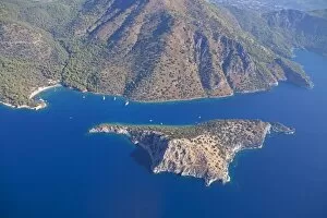 Aerial Collection: Aerial view, St. Nicholas Island near Fethiye, Turkish Aegean, Turkey, Asia