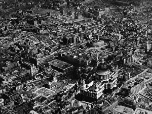 The Blitz World War II (September 1940-May 1941) Gallery: Aerial View Of St. Pauls Cathedral After The Blitz