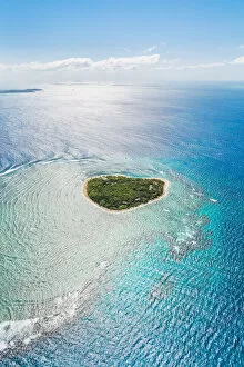 Images Dated 24th June 2015: Aerial view of Tavarua, heart shaped island, Mamanucas, Fiji