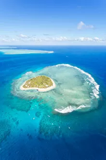 Tourist Resort Gallery: Aerial view of Tavarua, heart shaped island, Fiji