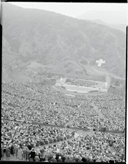 Aerial View of Thousands of Worshippers Attending Easter Services