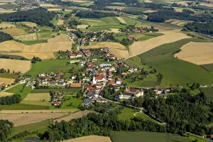 Images Dated 22nd August 2014: Aerial view, townscape with castle Aistersheim, Aistersheim, Upper Austria, Austria