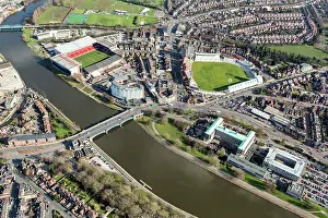 Prints of Aerial photography of Trent Bridge Cricket Ground and The City Ground, Nottingham City Aerial Art Prints: Aerial view of Trent Bridge Cricket Ground and The City Ground, Nottingham City