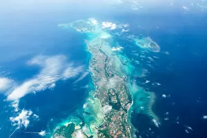 Images Dated 28th May 2016: Aerial view of tropical island with coral reefs, Miyako-jima, Okinawa, Japan