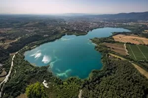 Images Dated 18th July 2014: Aerial view, view of the city of Banyoles on the Lake of Banyoles, Costa Brava, Catalonia, Spain