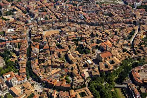 Aerial view, view of the historic centre, Vic, Catalonia, Spain
