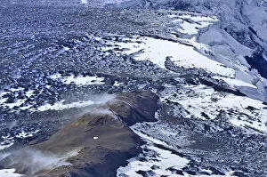 Aerial view of the volcanic region of Grimsvoetn in Vatnajoekull or Vatna Glacier, Southern Region, Iceland