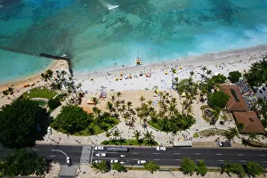 Images Dated 9th May 2016: Aerial view of Waikiki beach, Hawaii, United States