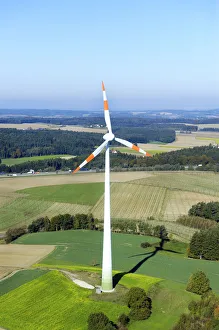 Environmental Conservation Collection: Aerial view, wind turbine near Wolnzach, Pfaffenhofen an der Ilm district
