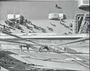 Aerial View of Workers on Broadway Street