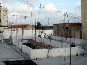 Aerials on rooftop, Havana, Cuba