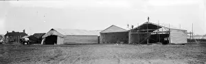 Prints of circa 1910: The aeroplane sheds at Brooklands airfield. (Photo by Alfred Hind Robinson/A H Robinson/Getty Images) Alfred Hind Robinson (1864-1950) Prints: Aeroplane Hangars