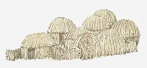 Acacia Prints: Africa, Kenya, Gabra huts made from acacia roots and sisal grass