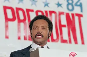 African American Activist Jesse Jackson Speaking at Podium
