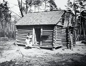 Austerity Prints: African American Family In Front of Log Cabin