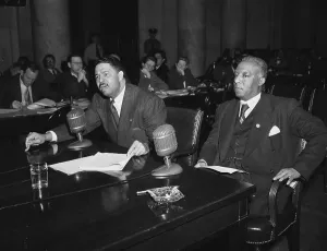 Prints of A. Philip Randolph (R), National Treasurer for the Committee Against Jim Crow in Military Service and Training, and Grant Reynolds (L) Echoes of Justice: Civil Rights in Focus: African American Leaders Testify Before Senate Armed Services Committee