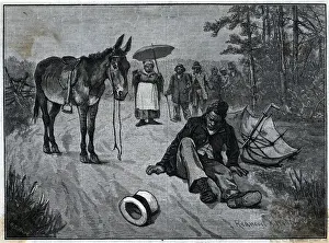 Stereotypes Prints: African American Man Fallen From Mule