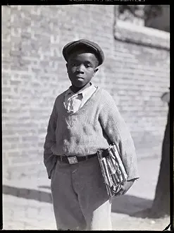 Savannah Prints: African American Schoolboy with Books Under Arm