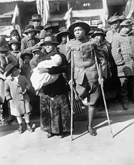 Crutches Prints: African American Soldier and Crowd Watching Military Parade