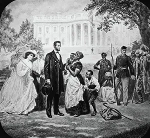 Wash Drawing Prints: African Americans W/Lincoln Outside