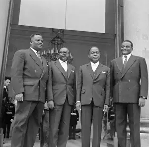 Nigerian Prints: African Leaders Posing Together at Meeting in Paris