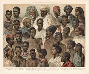 Head Gallery: African Native People, lithograph, published in 1897