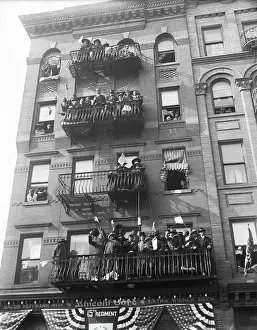 Tenement House Prints: African Am People On Fire Escapes;Parade