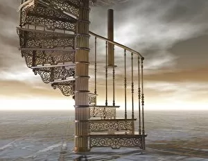 Spiral Staircase Collection: afterlife, clouds, dead, death, gleam, gleaming, graphic, graphics, heaven, horizon